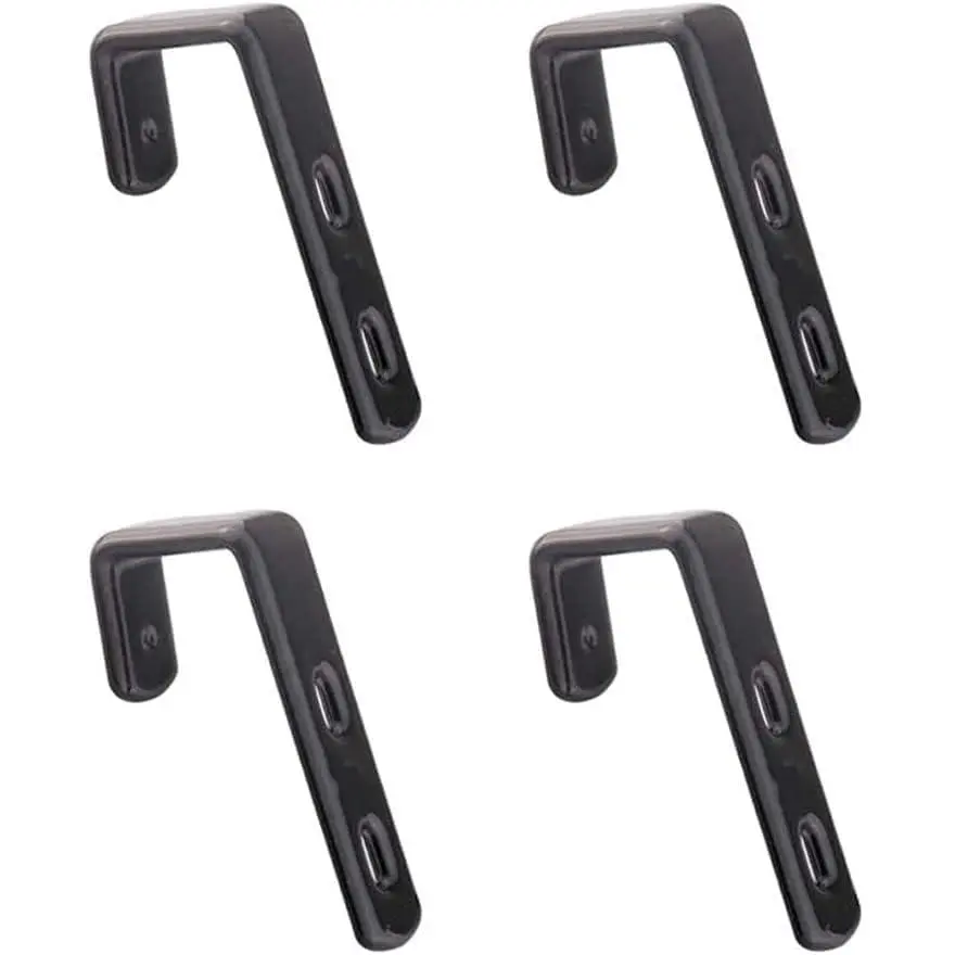4pcs Iron Bunk Bed Ladder Brackets, PVC Coated Stainless Steel Angled Ladder Hooks Heavy Duty Hardware Utility Hook Loft Bed Hanger (Black)