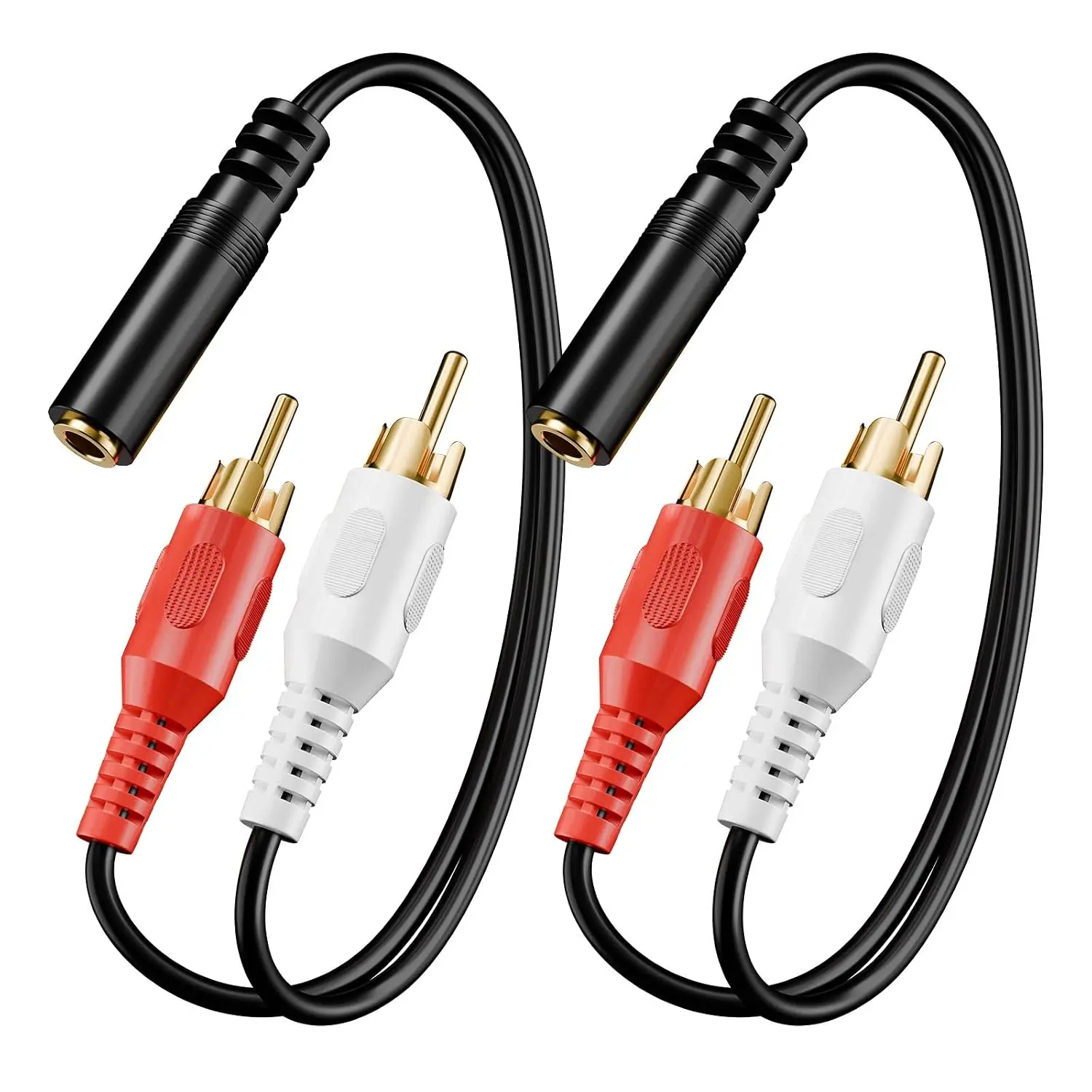 3.5mm to  Splitter,  Plated Male Stereo Audio Y , 2-Pack | Compatible with TV, Smartphones, MP3, Tablets, Speakers,  Theater, 8 inch