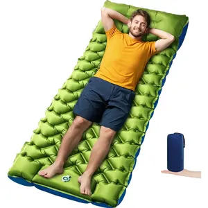 Father's Day Backpacking & Car Camping Comfort Gifts for Dad| 4in Thick Ultralight Inflatable Camping Sleeping Pad With Built-In Pillow & Foot Pump| Wide Compact Sleep Mat for Tent Hiking Travel Road Trip Outdoor Camp Gear