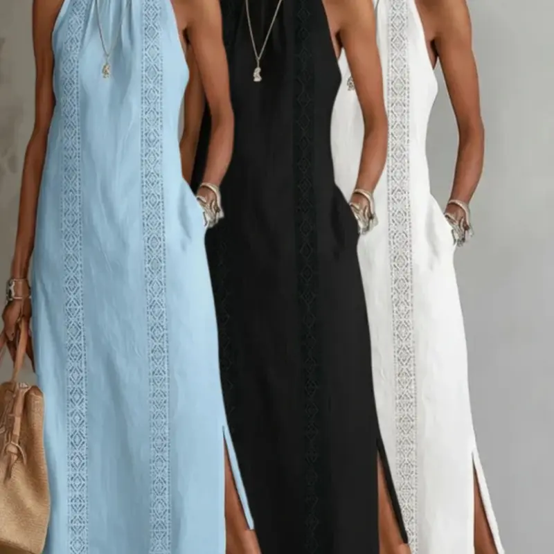 2026 European and American Cross-Border Tiktok Women's Solid Color Loose Long Shirt, Fashion Casual Female Dress, Dresses with Pockets, Trendy and Comfortable