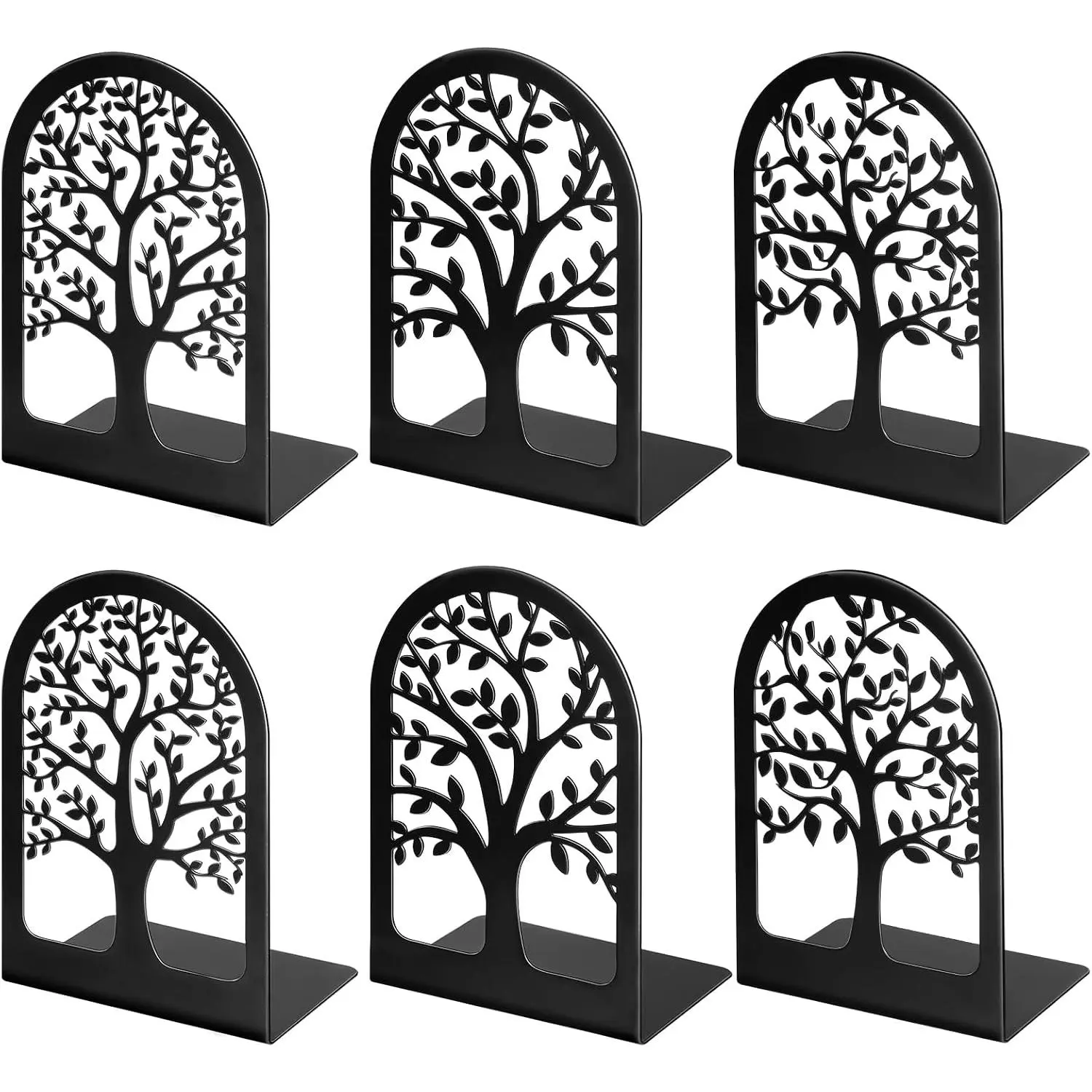 3 Pair Book Ends, Metal Bookends for Shelves, Decorative Bookends