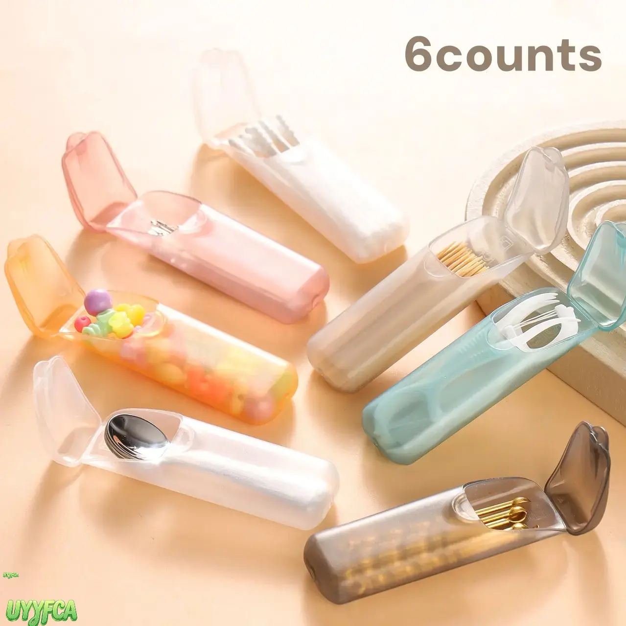 6 Pack Small Transparent Plastic Organizer Boxes - Lightweight Flip Lid Containers for Travel, Beach Outfits & 4th of July Accessories
