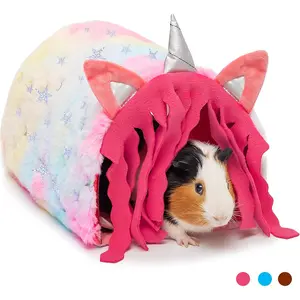 Guinea Pig Hideout Fleece Tunnel House Cage Accessories for Rat Hamster Hedgehog Chinchilla Small Animal Washable Tube Bedding Habitats for Playing Sleeping Hunting Resting