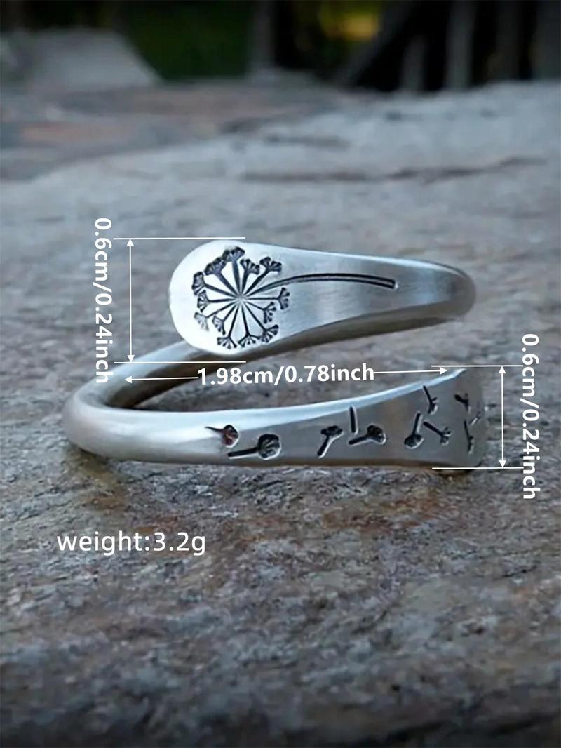 Vintage Flower Design Statement Rings for Women for Summer with Dandelion Decor, Fashion Accessories, Trendy All-match & Exquisite Jewelry for Anniversary Gift, Adjustable Sunflower Ring