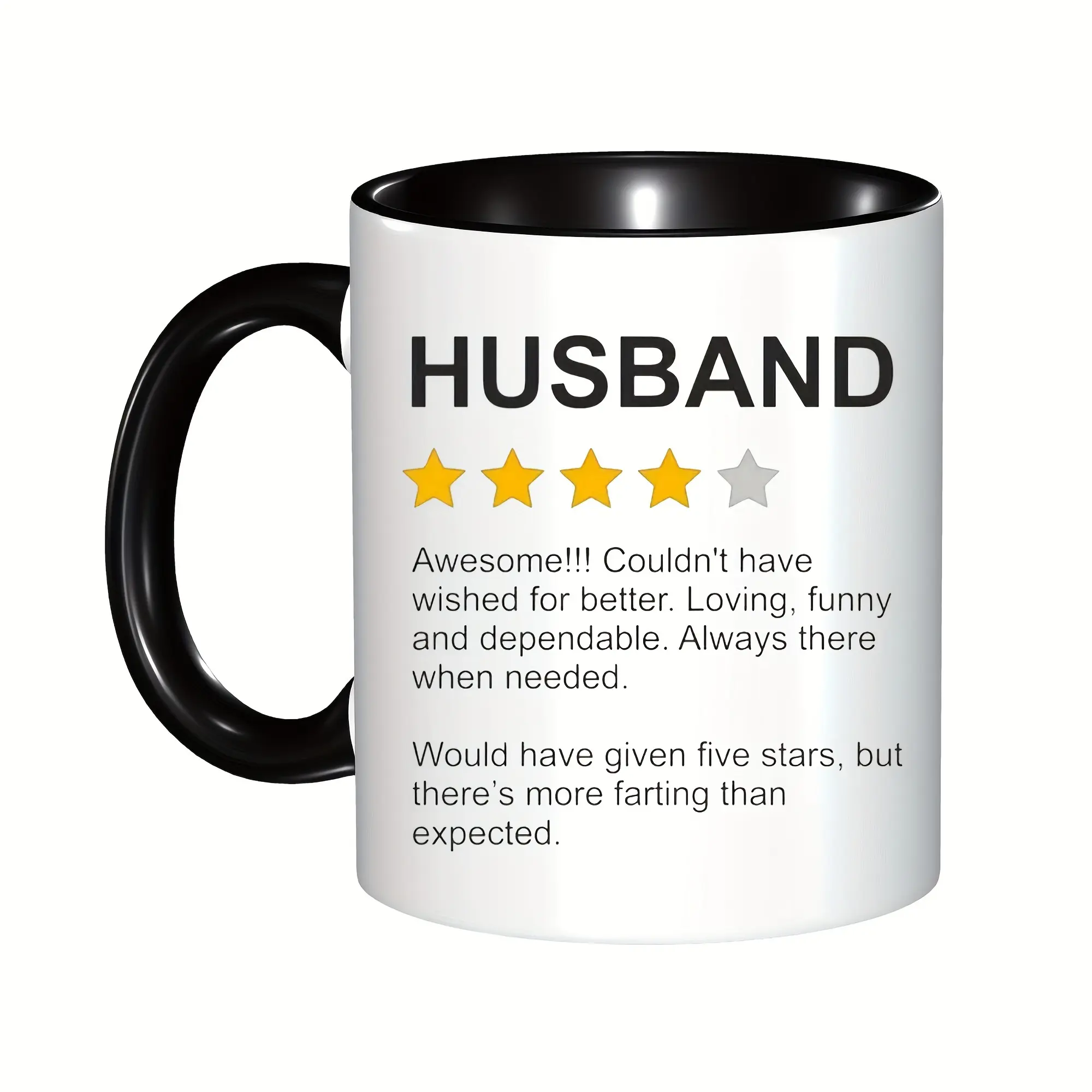 Husband Gratitude Insulated Ceramic Mug - Lip Protection Mouth, Reusable Drink Cup, Hot/Cold Beverages Compatible, Home/Office Use, Hand Wash Only, Father's Day Slogan Mugs Gift for Husband, Reuse