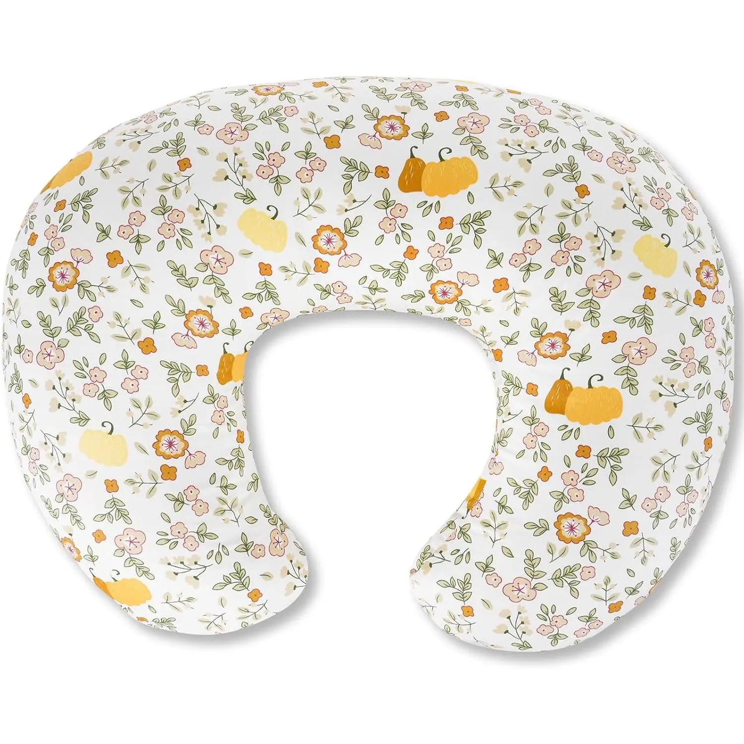 Ergonomic Nursing Pillow for Breastfeeding & Bottle Feeding - BPA-Free, Adjustable, Cotton Fabric Cover, Flower Beige, Supportive Fill, Reduces Back-Neck Strain, Washable, for Breastfeeding Moms & Caregivers