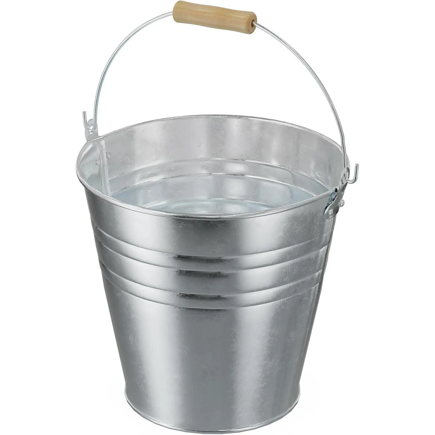 4 Gallon Galvanized Ice Bucket - Large Metal Beverage Tub with Wood Handles - Rustproof Drink Cooler for Beer Wine Champagne Party Wedding BBQ Mimosa Bar - 13" x 13" x 12"