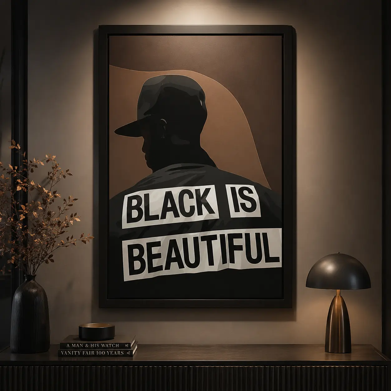 Black Wall Art-Black Is Beautiful Art Print, Abstract Black Portrait man, Canvas Wall Art, African American Art Decor, Modern Minimalist Portrait, Living Room Bedroom Decor, Inspirational Wall Art, Gift for Art Lovers