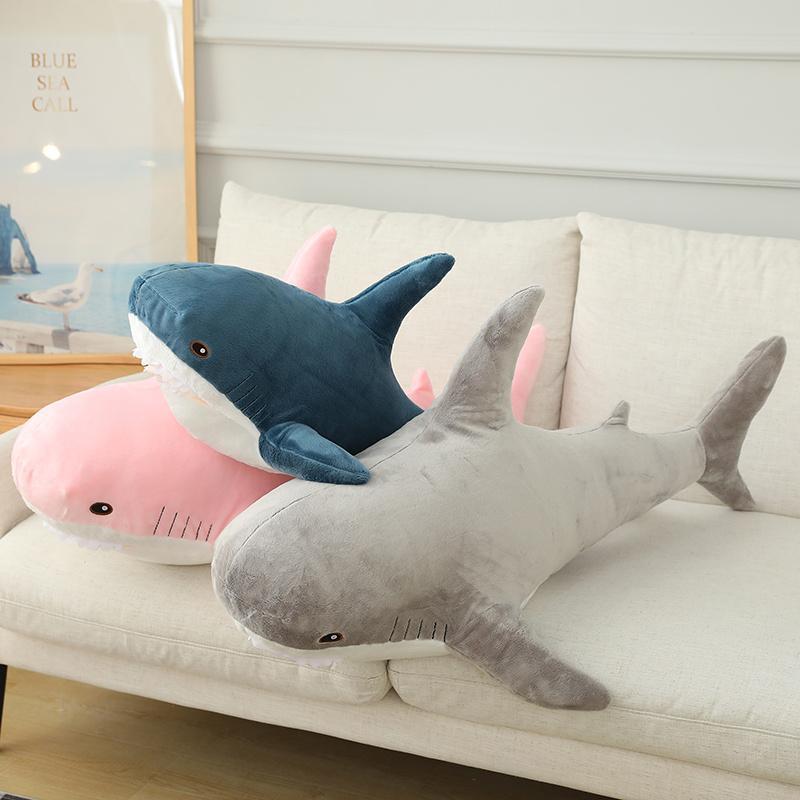 30-120CM Gaint Shark Whale Plush Pillow Gray Blue Pink Shark Stuffed Doll Warm Hug Pillow Cushion Toys Sofa Home Decoration