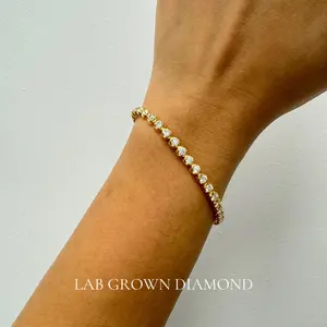 5 carat Diamond Tennis Bracelet. Lab Grown Diamond Buttercup Crown Setting Tennis Bracelet. Infinity Bracelet. 14K Solid Gold.