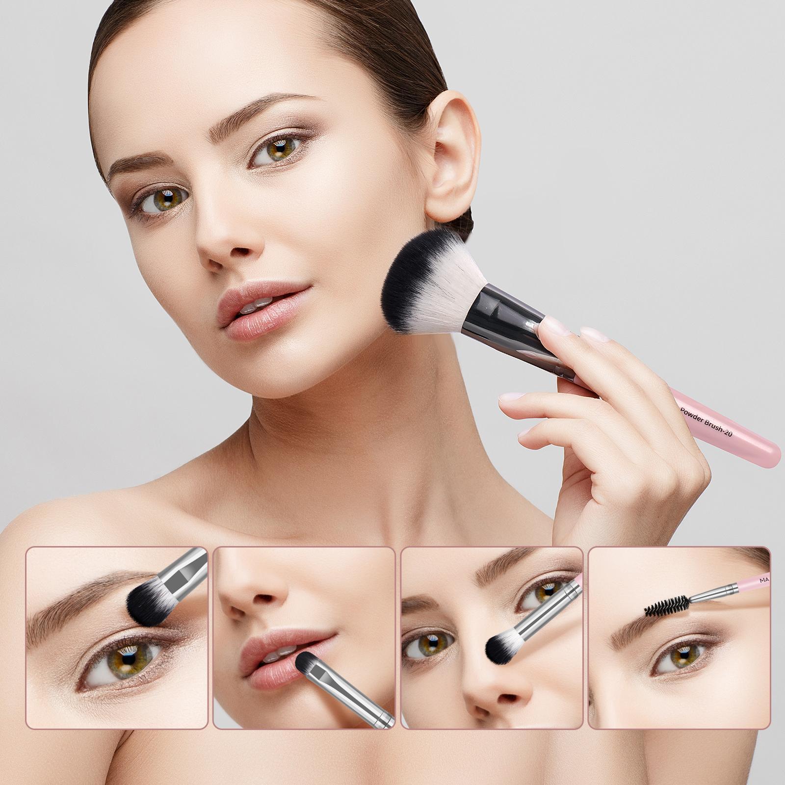 Makeup Brush Set with Pouch, Cosmetic Brush Set, Brush Makeup Kit, 30pcs Versatile Soft Makeup Brushes, Face Makeup Brushes for Foundation, Powder, Concealers, Eye Shadows, Brushes with Soft Bristles for Beginners