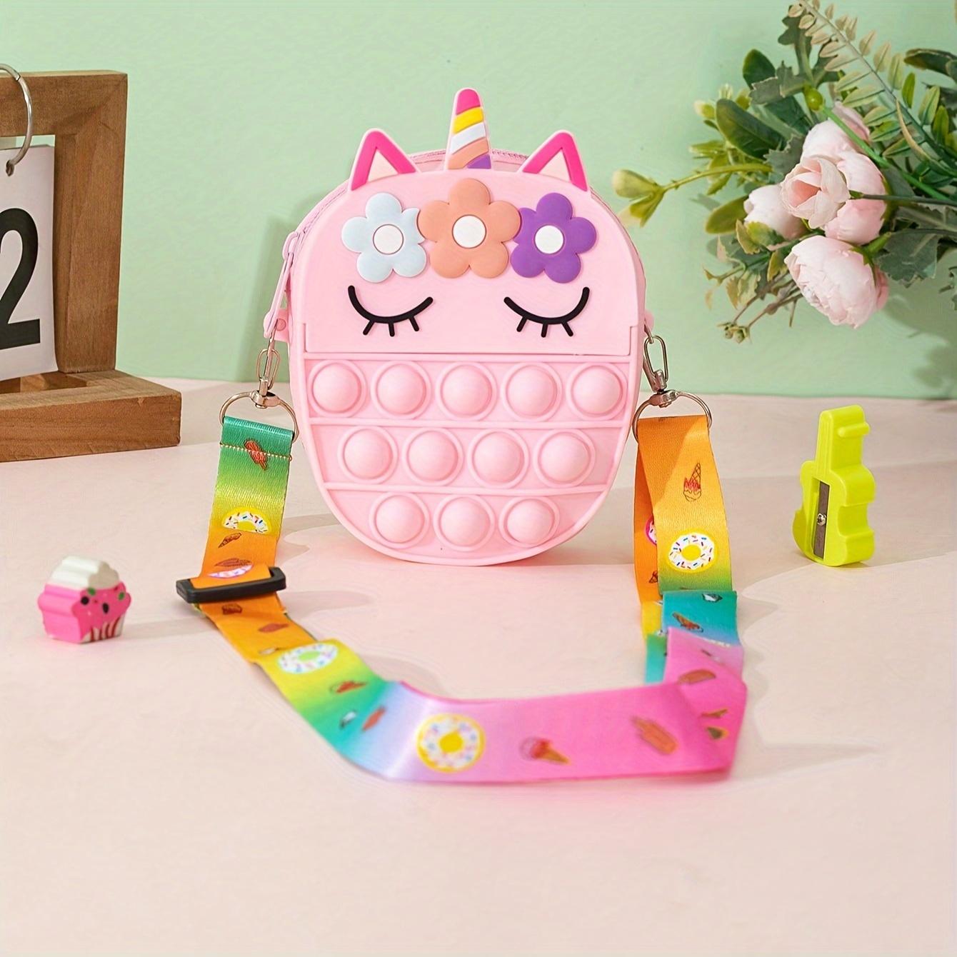 1pc New Unicorn Pattern Silicone Body Bag Zipper Closure Coin Purse for Outdoor Travel