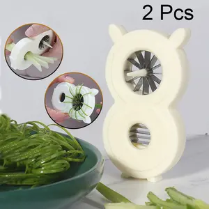 2 Pcs Mini Green Onion Slicer, Stainless Steel Green Onion Shredder, Multifunctional Vegetable Slicer, Household Green Onion Slicer, Green Onion Chopper, Star-Shaped Green Onion Cutter, Kitchen Gadget, Multifunctional Shredding Tool.