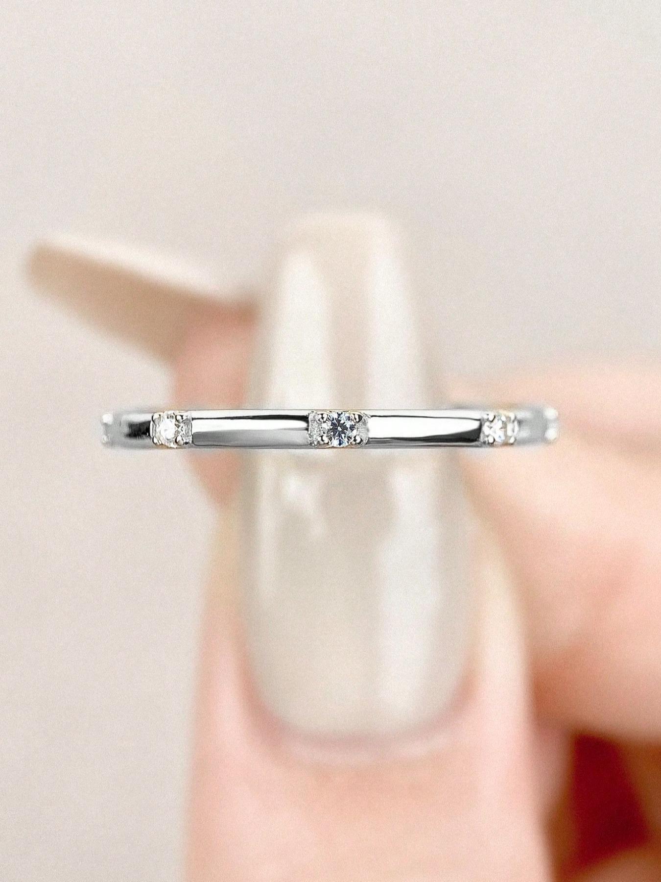 S925 Sterling Silver Fashion Artificial Zircon Decorated Ring, Elegant Everyday Ring, Fashion Jewelry for Party, Daily Clothing Decor, Trendy All-match & Exquisite Jewelry for Birthday Gift