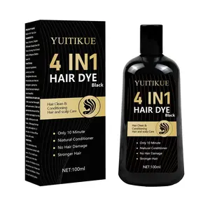 Yuitikue 4-In-1 Hair Dye, 10-Minute Quick Color, Plant Essence, Gentle on Hair, Stronger Hair Strands, Contains Ginger & Ginseng, 100ML