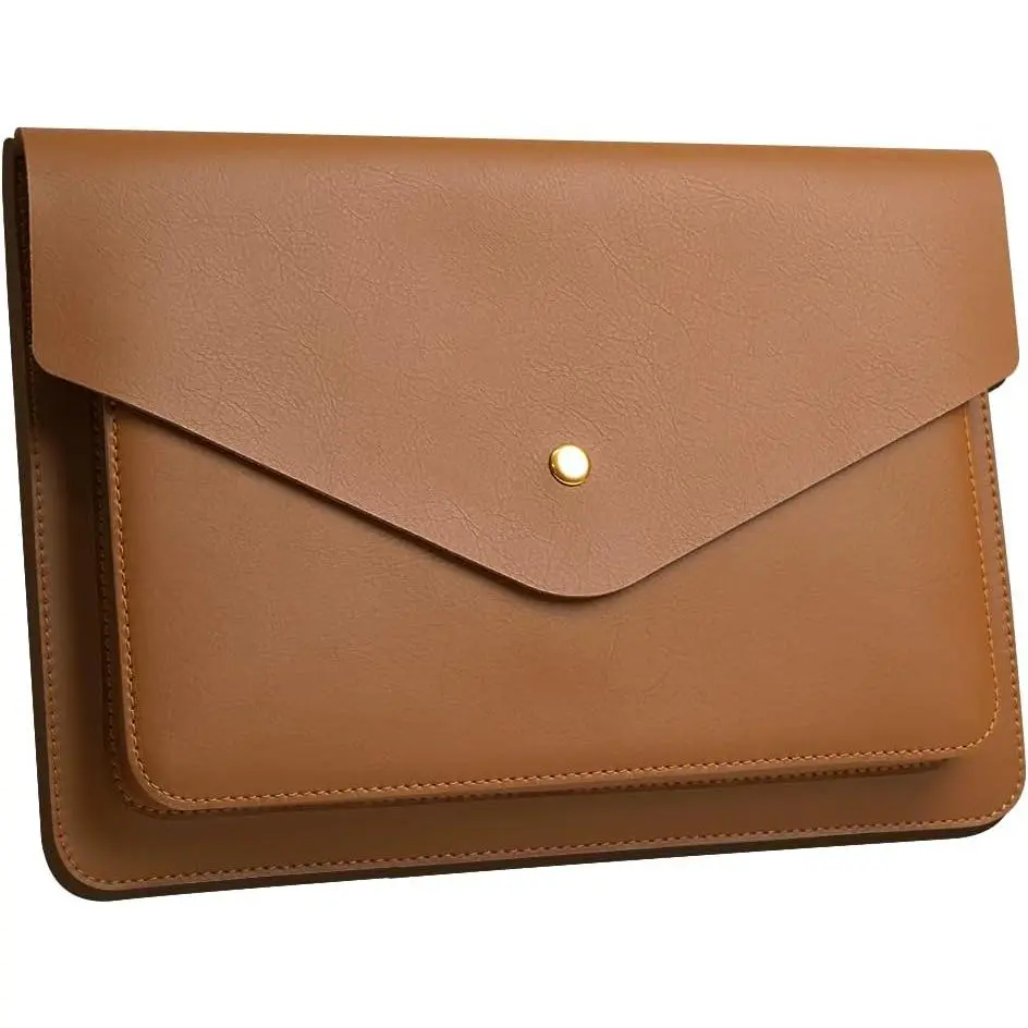 Leather Laptop Sleeve 13 Inch Compatible for 2024 13inch MacBook Air A3113 M3,13 MacBook Pro M2, Surface Pro  6 7,  XPS 13 Color Color Brown