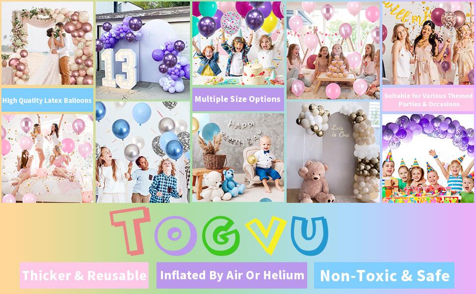 Pink Blue Purple Balloon, 60 Pcs 12 Inches Hot Pink Metallic Purple Teal Yellow Balloons Confetti Balloons for Magic Theme Birthday Decoration Shower Engagement Party Supplies