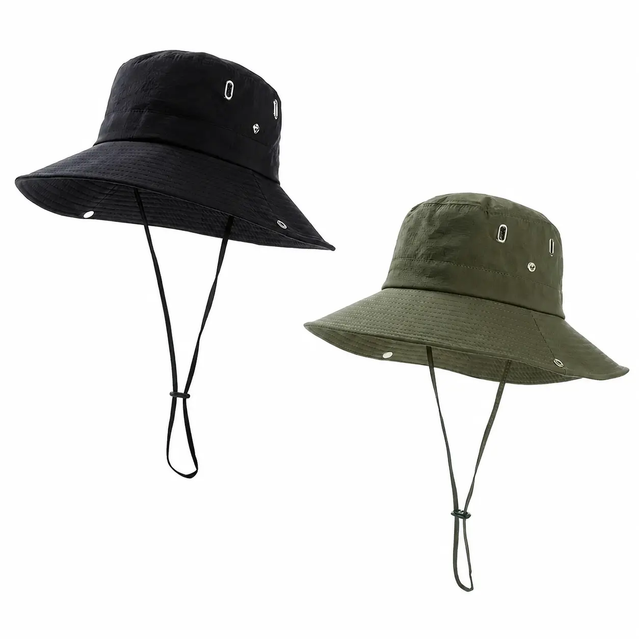 Two-Pack Unisex Wide-Brim Foldable Boonie Bucket Hat with Adjustable Neck Flap for Enhanced Sun Protection—Ideal for Hiking, Fishing, Camping, Beach Outings, and Summer Outdoor Activities
