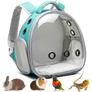Portable Lightweight Daily Travel Pet Backpack Carrier - 11.8*8.2*12.6 inch, Breathable with Ventilation Holes & Side Openings, for Hamster, Guinea Pig, Bird, Small Dog, Cat, Turtle, Rabbit, Squirrel, Bearded Dragon (Green)