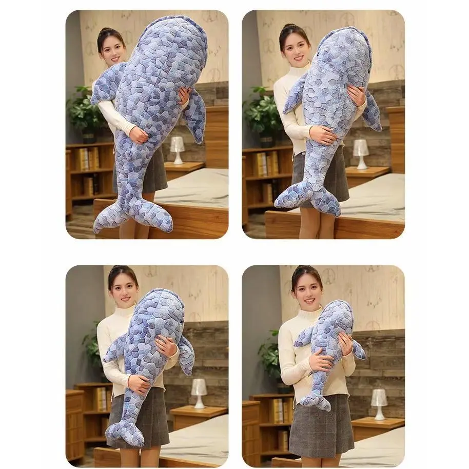 Giant size Whale Plush Toy Blue Sea Animals Stuffed Toy Huggable Shark Soft Animal Pillow Kids Gift