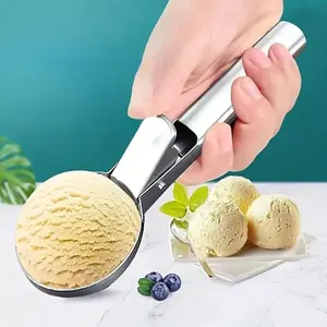 Stainless Steel Ice Cream Scoop, 1 Count Ice Cream Spoon with Trigger, Modern Metal Ice Cream Scoop, Durable Scoop, Kitchen Utensils & Gadgets, Dessert, Kitchenware