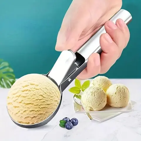 Stainless Steel Ice Cream Scoop, 1 Count Ice Cream Spoon with Trigger, Modern Metal Ice Cream Scoop, Durable Scoop, Kitchen Utensils & Gadgets, Dessert, Kitchenware