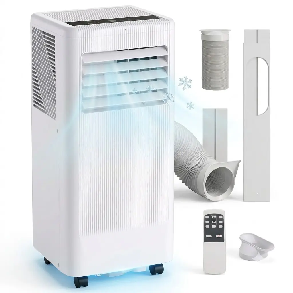 Garvee 10000 BTU 5-in-1 Portable Air Conditioner – Fast Cooling, Dehumidifier, Energy Saver, Smart Clothes Dryer & Fan – Remote Control, Quiet, LED Display, Window Kit – Cools Rooms Up to 560 Sq.Ft. – Ideal for Home, Office, Dorm