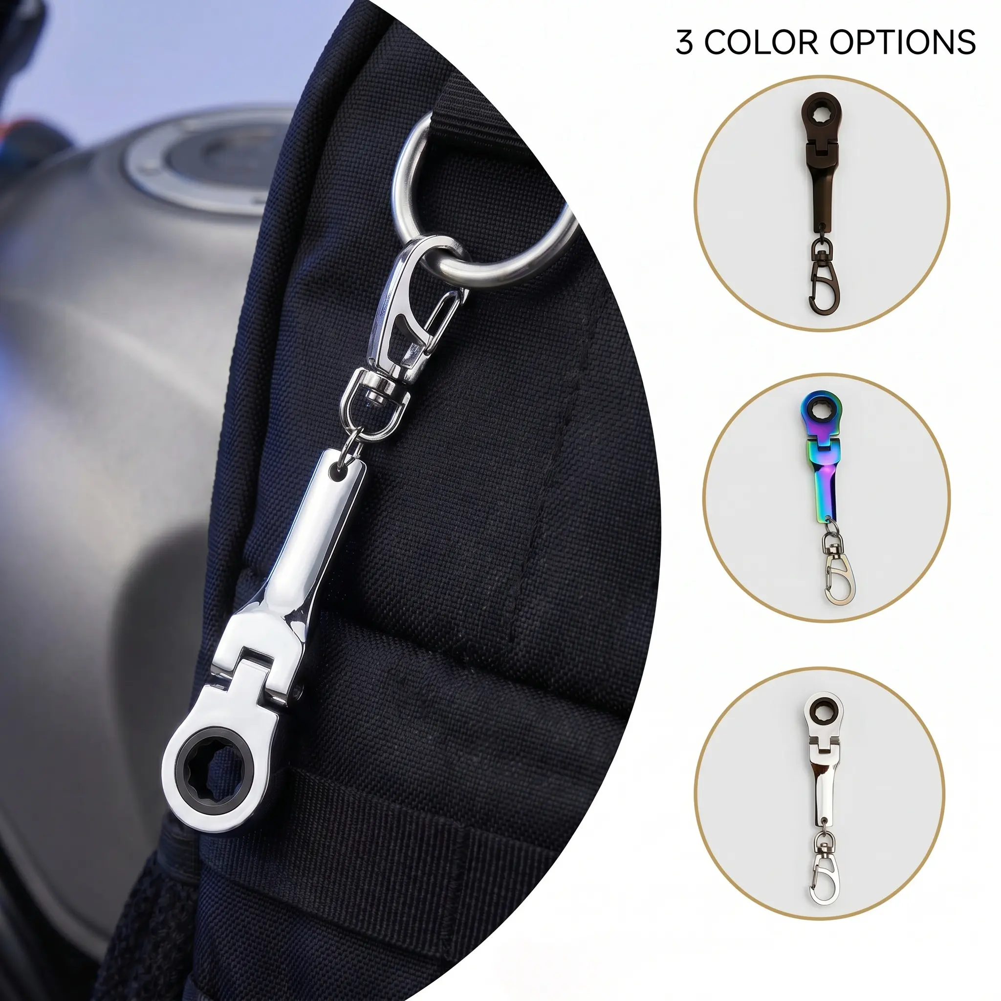 Mini Flex Head Ratchet Wrench Keychain, 72-Tooth Cr-V Steel Pocket Ratchet Tool With 360° Swivel Carabiner Clip, Portable EDC Repair Gadget For Cyclists Motorists Mechanics Handymen, Multifunctional Outdoor Daily Carry Hardware Tool -YY0