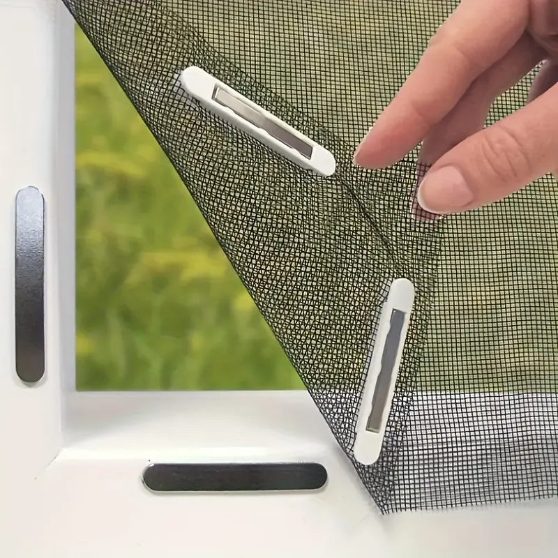 One magnetic window screen with high breathability, allowing for cutting and installation without drilling, and equipped with a mosquito repellent device with 3M adhesive.