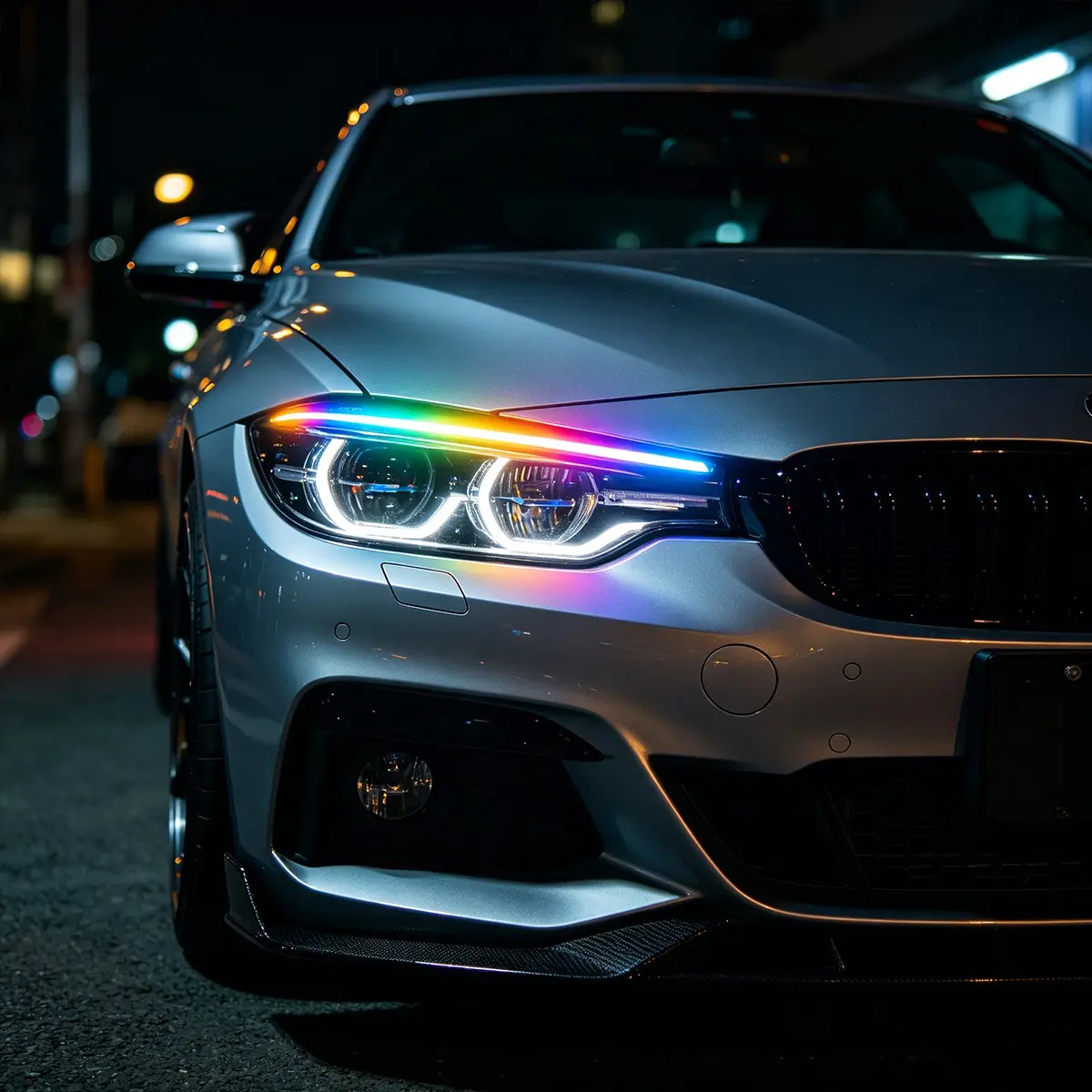 RGB LED DRL Light Strip 30/45/60cm Remote Control Multicolor Turn Signal Daytime Running Light Car Headlight Decorative Lamp