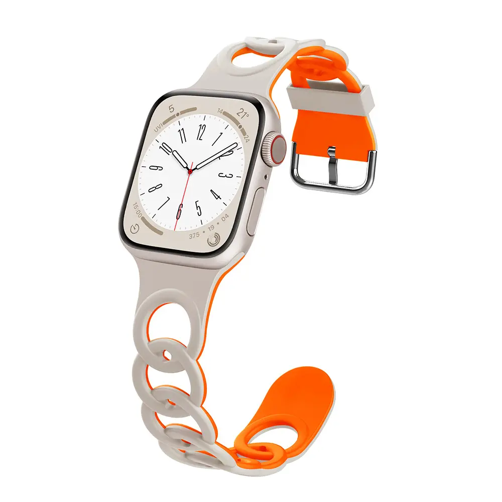 Unisex Adjustable 2-Tone Hollow Links Donut Holes Silicone Sport Watch Band, Breathable Bag Strap Replacement, Casual Luggage Accessory