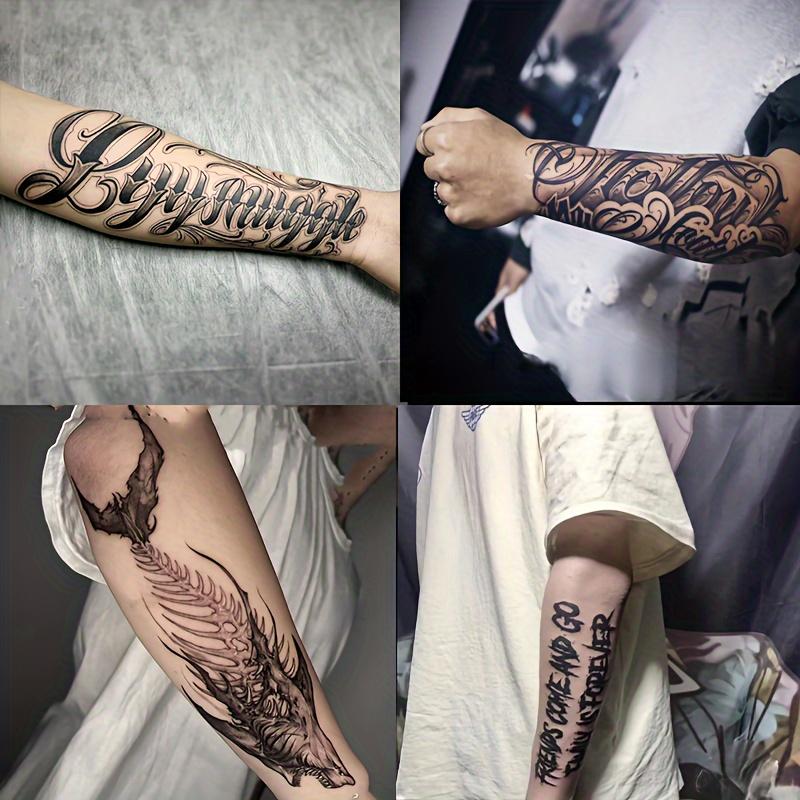 6 sheets Large temporary tattoos men,fake tattoos,Containing English, Shark and Other Elements, and 2 Random Styles, Lasting 7-15 Days, long lasting temporary tattoo arm,Herbal Tattoo Stickers,tatuajes temporales,realistic temporary tattoosn