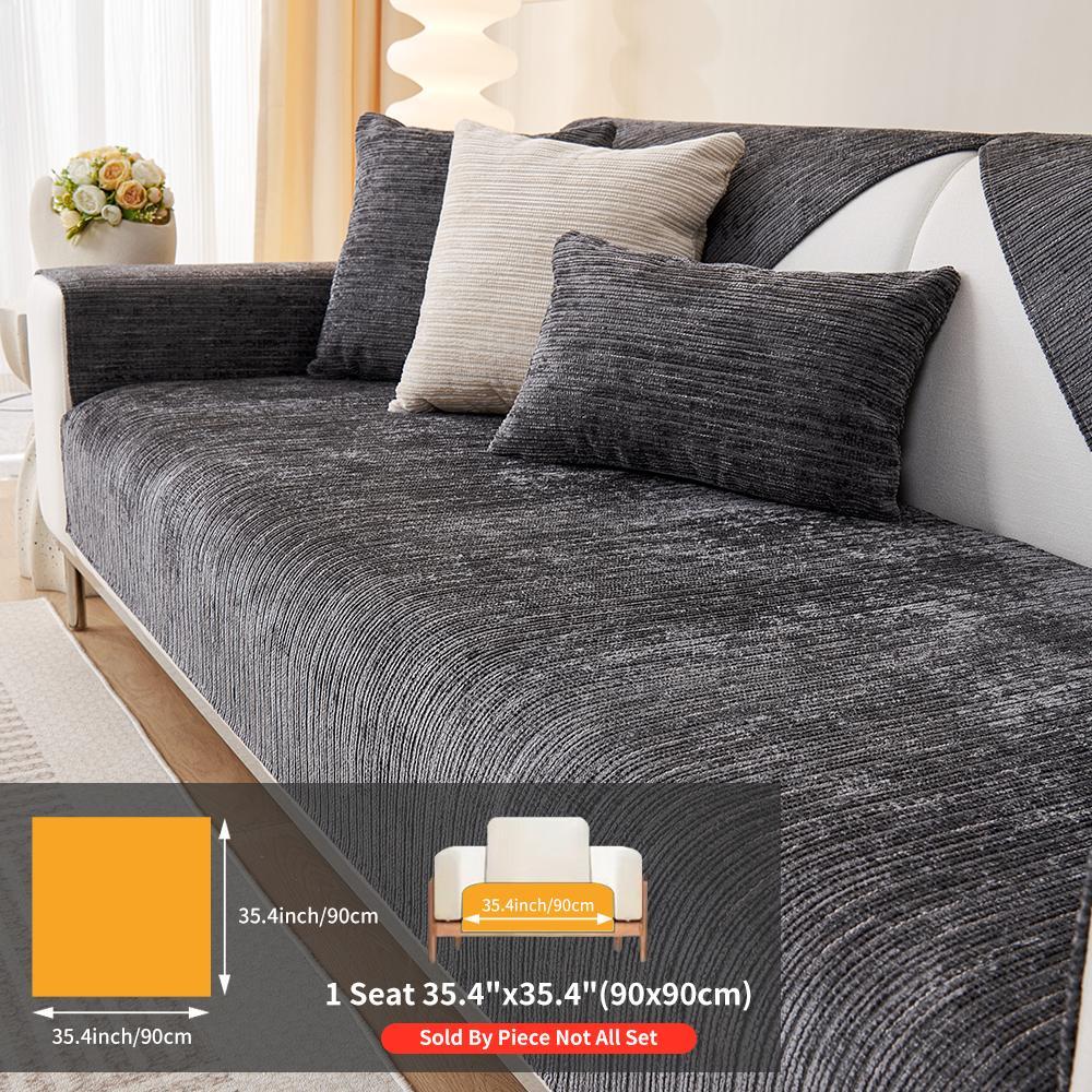 Solid Color Jacquard Chenille Sofa Cover, Jacquard Couch Covers, Non-Slip Sofa Slipcover Protector for Home & Living Room, Fits 1- to 4-Seat Sofas, Sofa Couch Cover