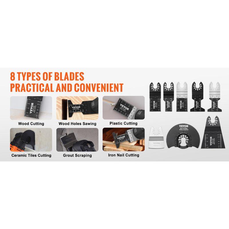 fathersdaygift VEVOR 30PCS Multi Tool Blades Kits, Universal Quick Release Oscillating Saw Blades, 8 Types Wood Metal Plastic Oscillating Tool Blades, Fit Dewalt Bosch Milwaukee Hitachi Chicago Craftsman