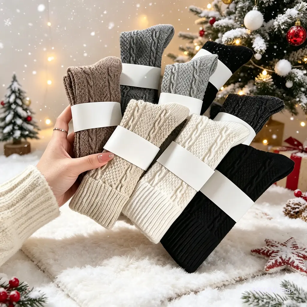 5 Pairs Women's Winter Long Socks, Japanese Style Solid Color Cable Knit Knee High Socks, Thick Warm Thermal Leg Socks for Cold Weather, Soft Cozy Minimalist Long Socks for Daily Wear, Lounging, Sleeping and Winter Outfits