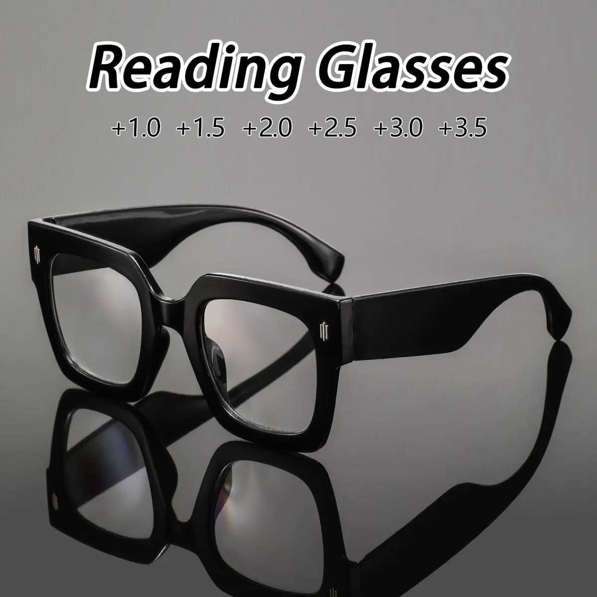 Men's Plastic Square Frame Reading Glasses, Casual Fashion Design, High-End American Style, Versatile and Stylish, Perfect for Daily Use