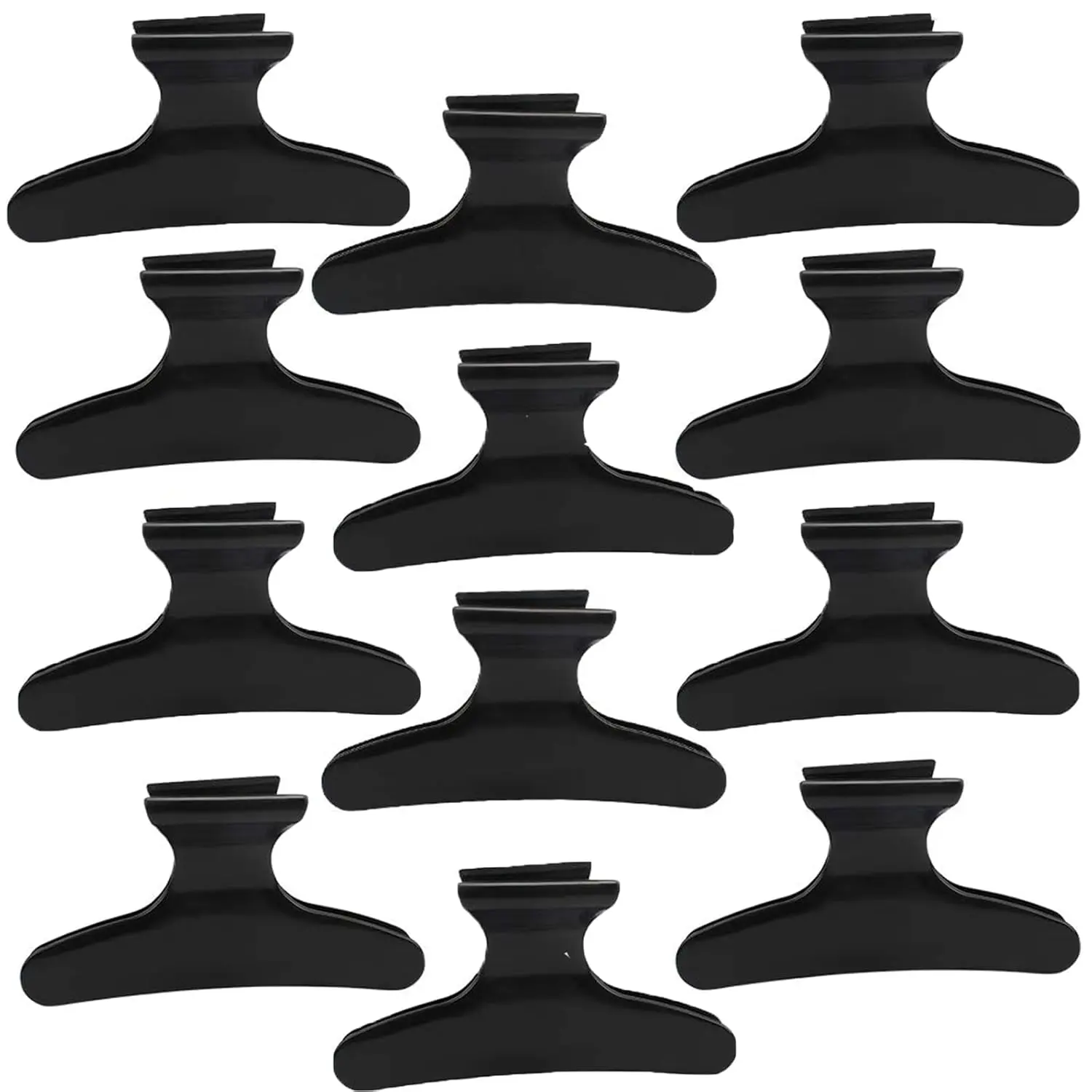 Hair Clips for Styling Sectioning 12 Pack Black Butterfly Clamps Hair Claw Clips Pro Salon Hair Clips for Styling, Sectioning,  and Coloring