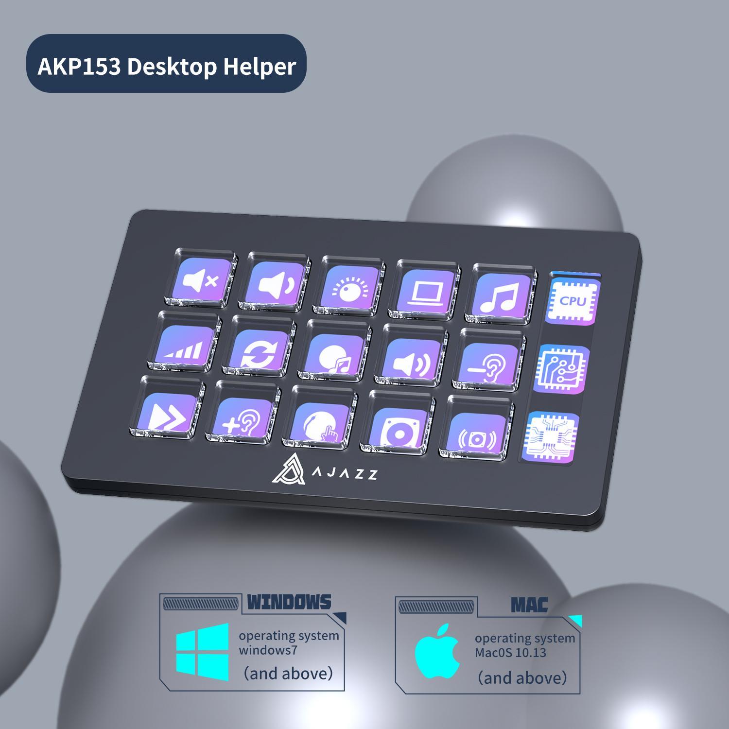 AJAZZ AKP153 Streaming Console Button Customization Programming Operation Feedback Sensitivity Enhances Work Creation Efficiency Compatible with Win/Mac Office Live Streaming Multi Scene Application