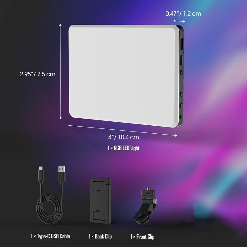Selfie Light with Phone Holder & Light Clip, 1 Count Led Fill Light RGB Phone Light with 24 Light Effect, Full Color Light For Tablet, Laptop, Video Conference, Party Video