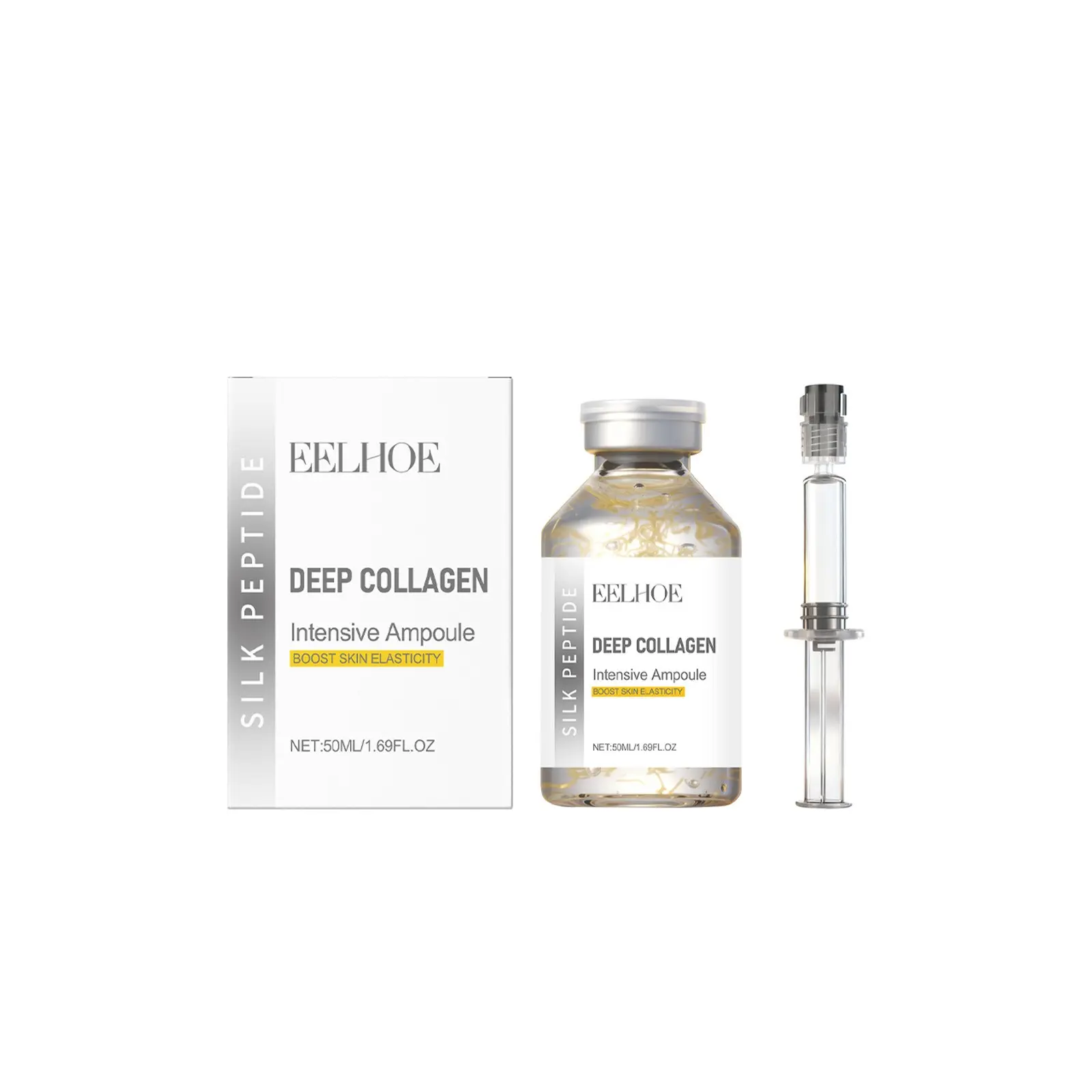 Collagen Boosting Facial Ampoule with Silk Peptide Formula, Lightweight Texture Skin Care Essence for Regular Facial Moisturizing Care