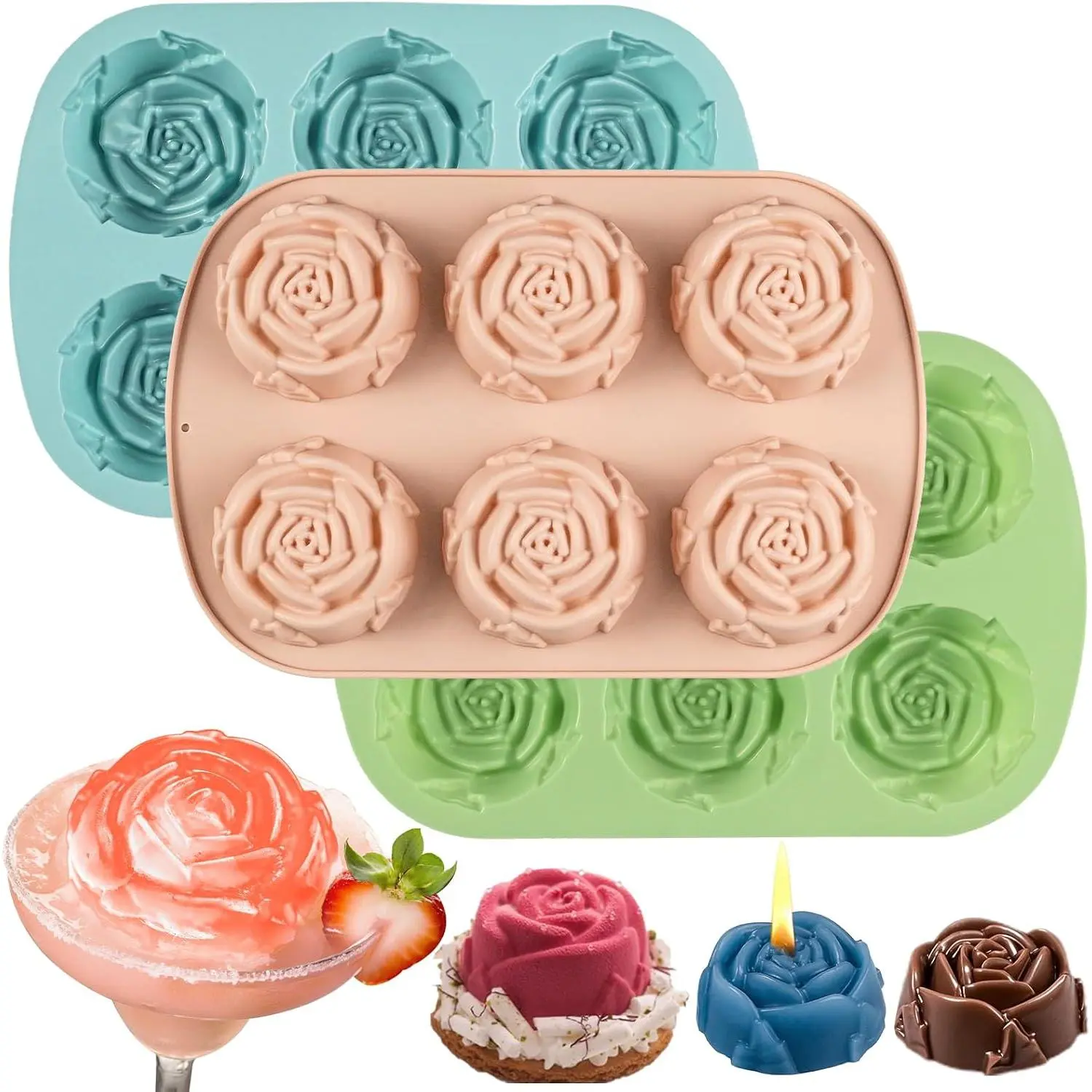 6-Cavity Silicone Rose Mold