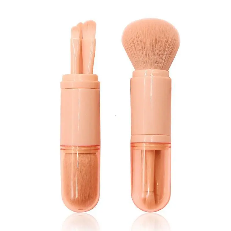 Four-In-One Makeup Brush Set, Brush Combo, Eyeshadow Brush, Blush Brush, Extendable Dual-Headed Brush with Cover, Portable Beauty Tool, Foundation Brush
