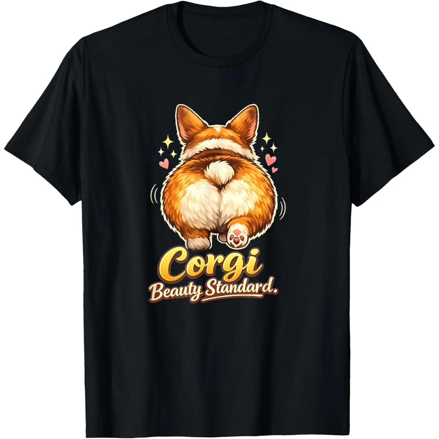 Funny Corgi Graphic T-Shirt for Dog Lovers, Unisex Breathable Cotton Shortsleeve Crewneck, Tops, Fabric, Round Neck, Piece, Style