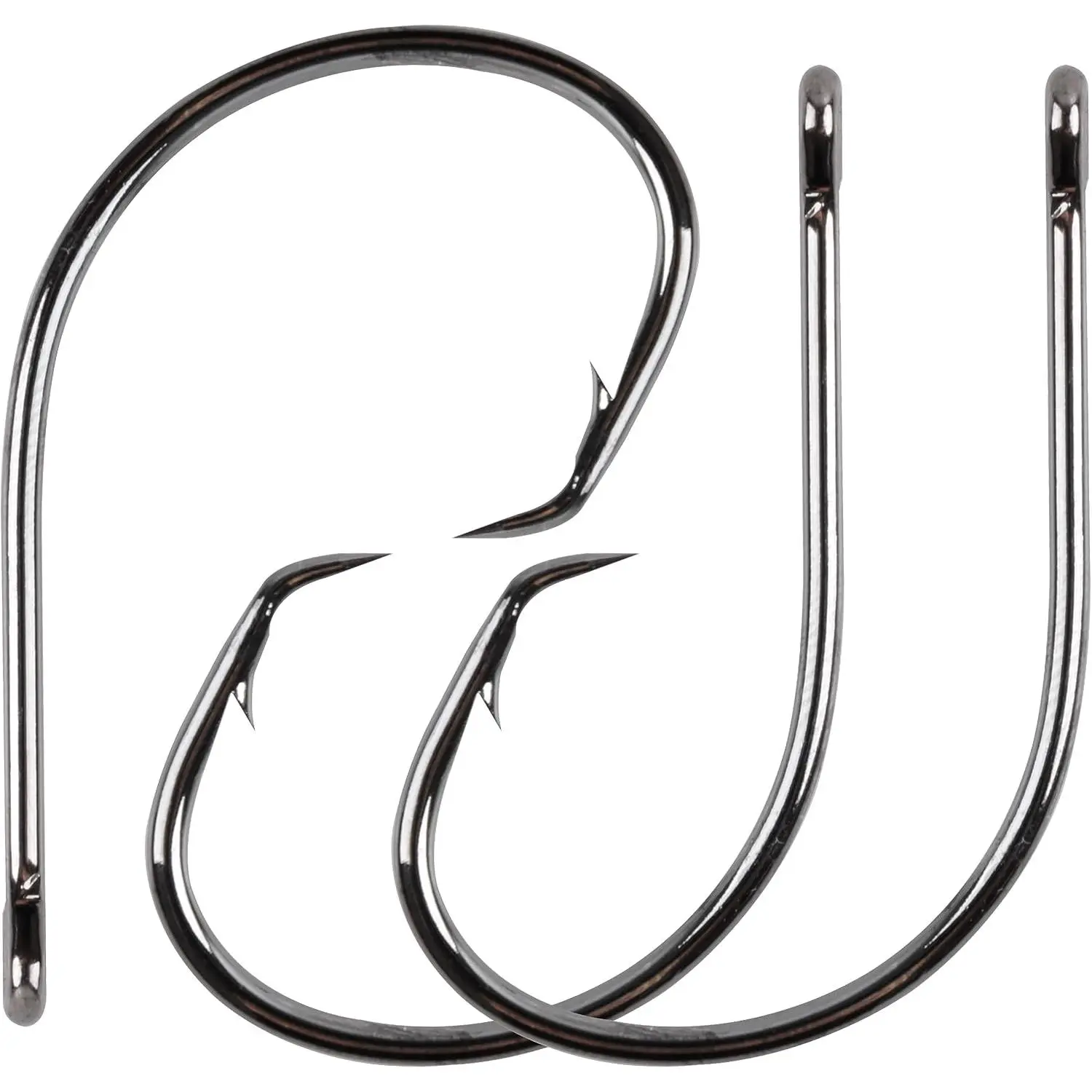 Inline Circle Hooks Saltwater, 80 count High Carbon Steel Catfish Hooks in-Line Straight Eye Octopus Circle Hook Saltwater Freshwater Fishing Hooks for Catfish Bass