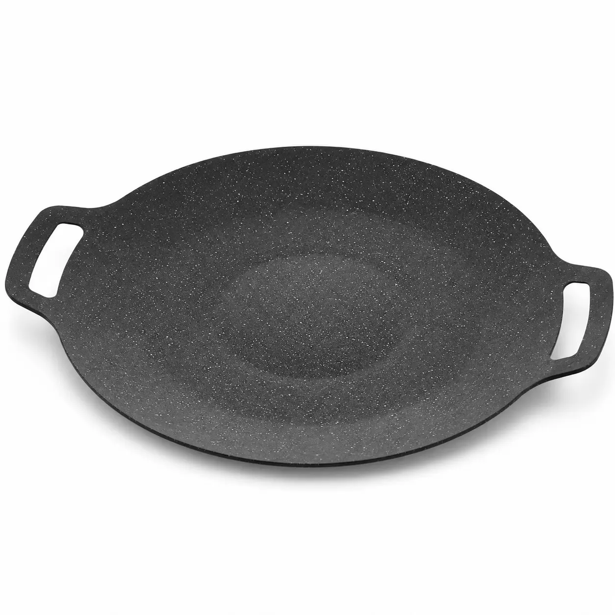 Nonstick Korean BBQ Grill Pan, Round Stovetop Griddle with Dual Handles for Meat, Seafood, Vegetables, Camping & Home Cooking