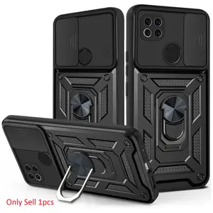 Case for Xiaomi Redmi 9C/Redmi 9C NFC/Redmi 10A Hidden Pull-Down Fingerprint Resistant Dust Lens Cover, 360° Adjustable Magnetic Stand, Military Grade Shockproof for Xiaomi Redmi 9C/Redmi 9C NFC/Redmi 10A Case