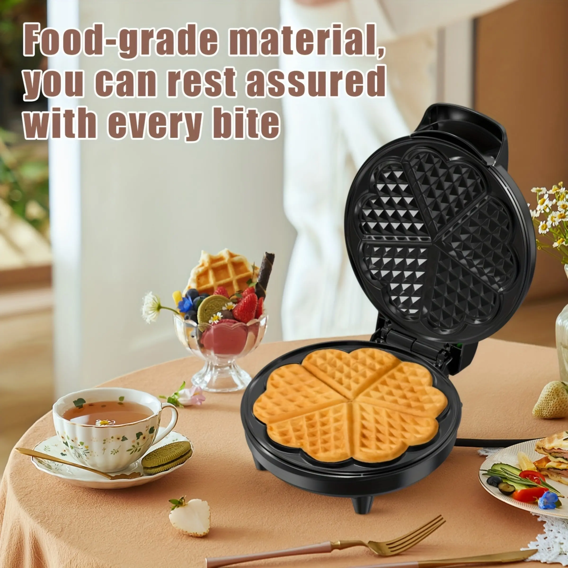 PANCERKA Belgian Waffle Maker, Belgian Waffle Machine, 8-Inch Non-Stick Waffle Iron with Adjustable Temperature Control, Cool-Touch Handle, Stainless Steel Waffle Maker for Crispy Homemade Waffles