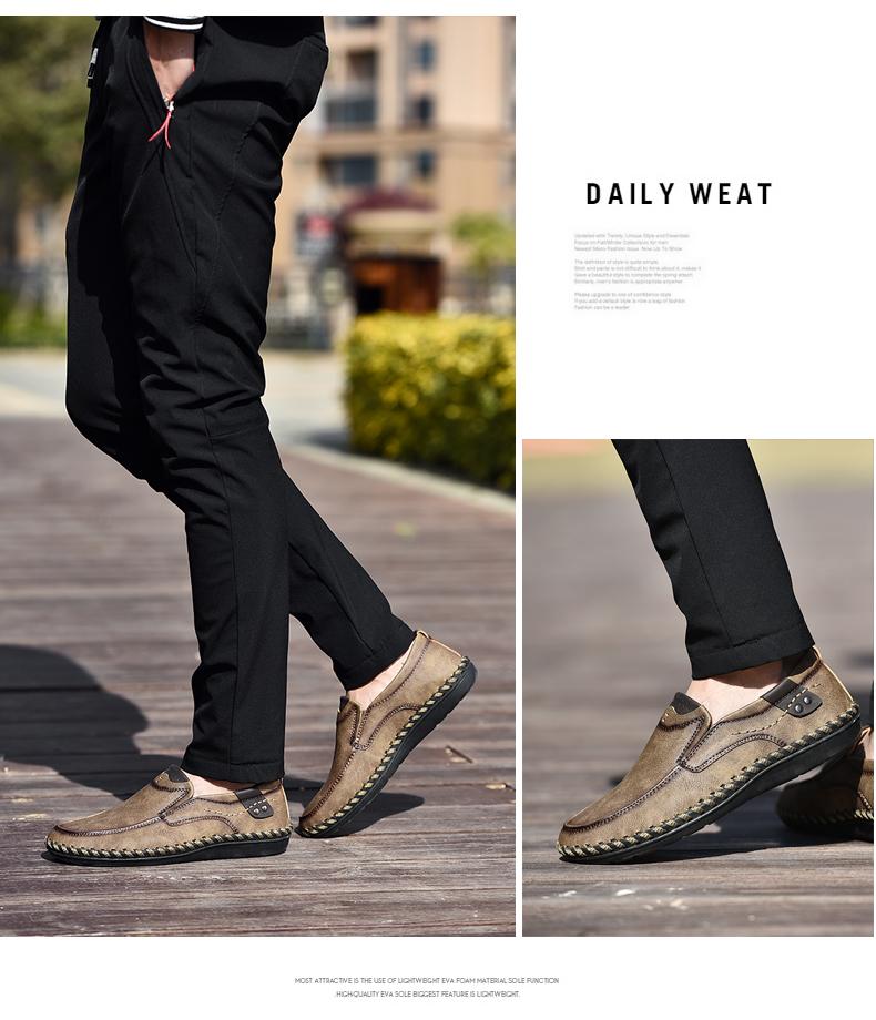 Men's Hand-sewn Flat Loafers Suitable for Office and Business Occasions