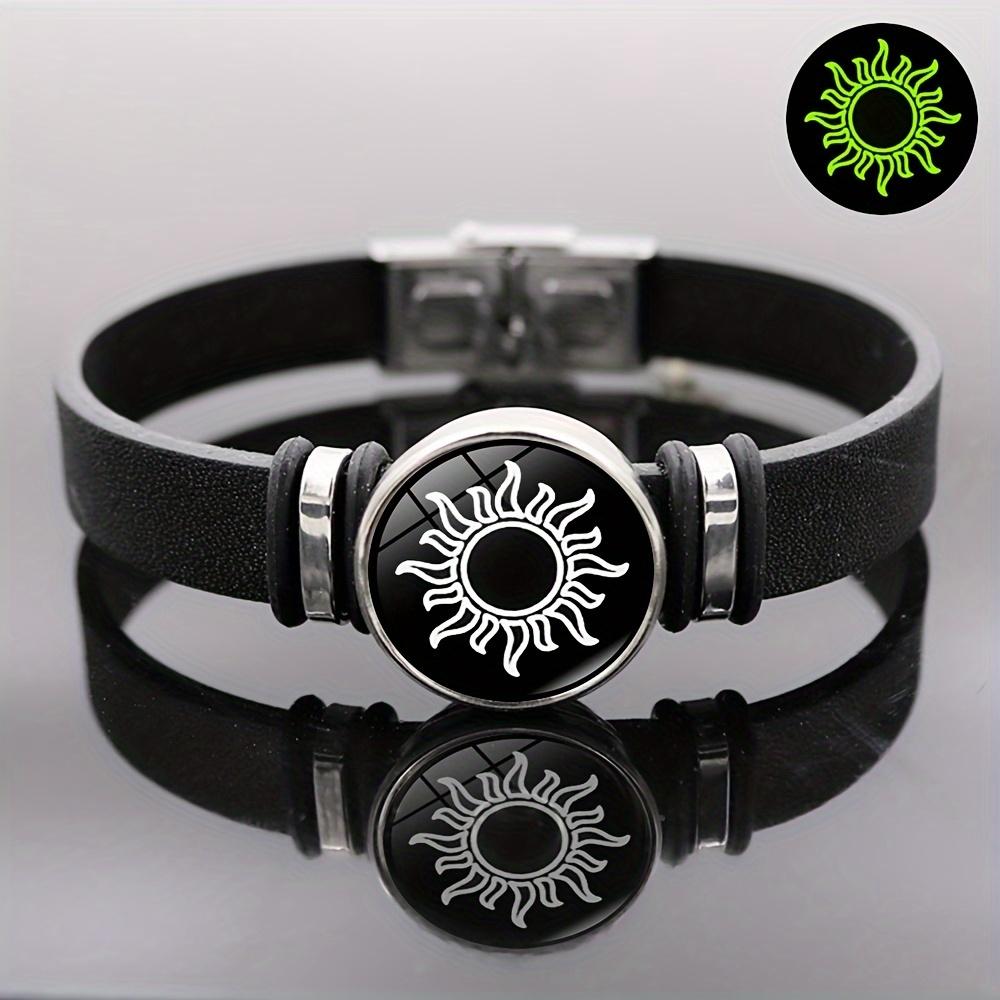 Glow in the Dark Sun & Moon Couple Bracelet Set| Faux Leather Magnetic Clasp Bracelets for Couples, Best Friends & Gift for Valentine's Day, Birthday Modern Fashion Accessories Modern Versatile Accessories Rhinestone Bangle