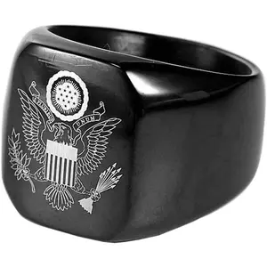 Vintage US Military Army Ring Eagle Medal Ring  Men's, Stainless Steel Army Signet Rings